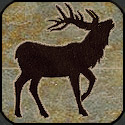 Stone mosaic silhouette elk.